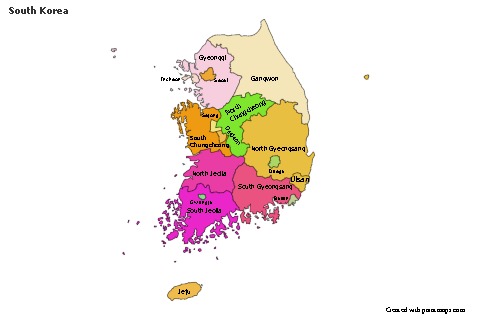 Contoh Peta untuk Korea Selatan (berwarna)