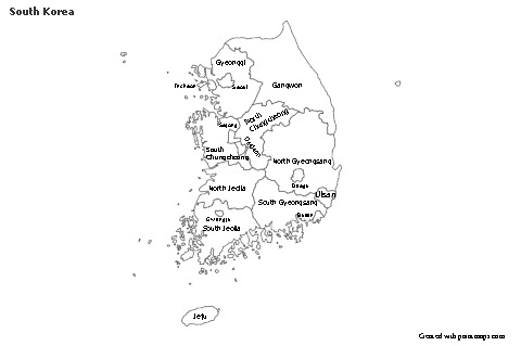 Contoh Peta untuk Korea Selatan (hitam-putih)