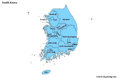 Contoh Peta untuk Korea Selatan (biru)