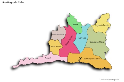 Sample Maps for Santiago de Cuba (colored,shadowy)