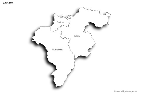 Contoh Peta untuk Carlow (hitam-putih,bayangan)