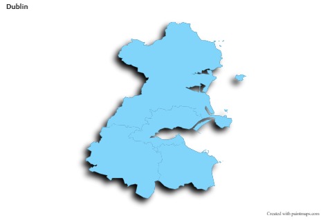 Sample Maps for Dublin (blue,outline,shadowy)
