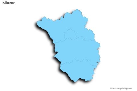 Contoh Peta untuk Kilkenny (biru,garis luar,bayangan)