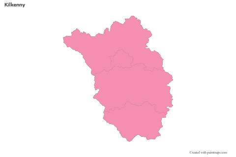Contoh Peta untuk Kilkenny (merah jambu,garis besar)