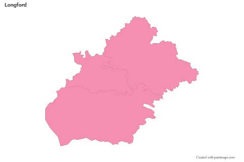 Contoh Peta untuk Longford (merah jambu,garis besar)