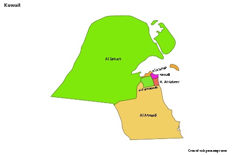 Contoh Peta untuk Kuwait (berwarna)