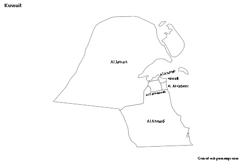 Contoh Peta untuk Kuwait (hitam-putih)