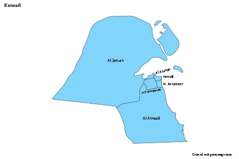 Contoh Peta untuk Kuwait (biru)