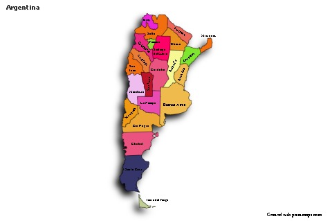 Sample Maps for Argentina (colored,shadowy)