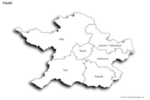 Contoh Peta untuk Meath (hitam-putih,bayangan)