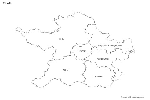 Contoh Peta untuk Meath (hitam-putih)
