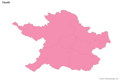 Contoh Peta untuk Meath (merah jambu,garis besar)