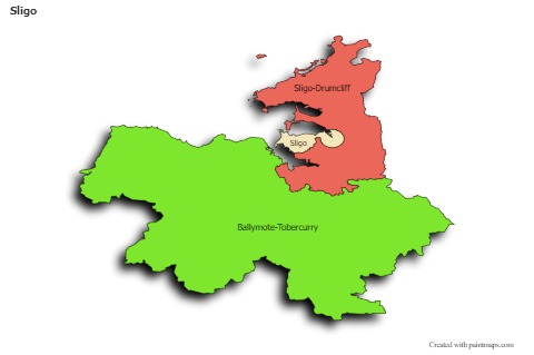 Contoh Peta untuk Sligo (berwarna,bayangan)