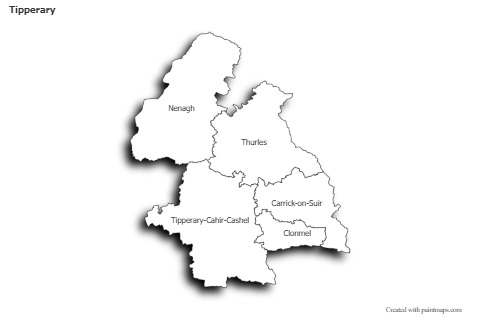 Sample Maps for Tipperary (black-white,shadowy)