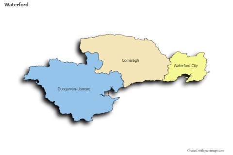 Waterford için Örnek Haritalar (renkli,gölgeli)