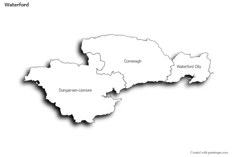 Waterford için Örnek Haritalar (siyah-beyaz,gölgeli)