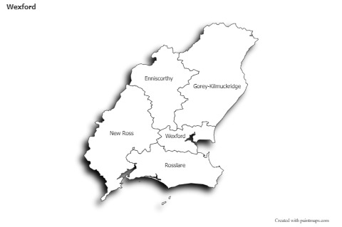 Contoh Peta untuk Wexford (hitam-putih,bayangan)
