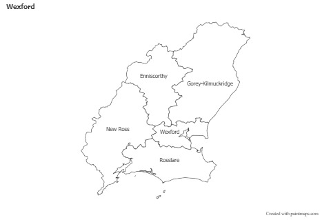 Contoh Peta untuk Wexford (hitam-putih)