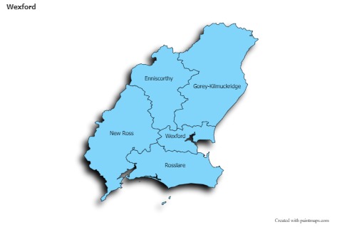 Contoh Peta untuk Wexford (biru,bayangan)