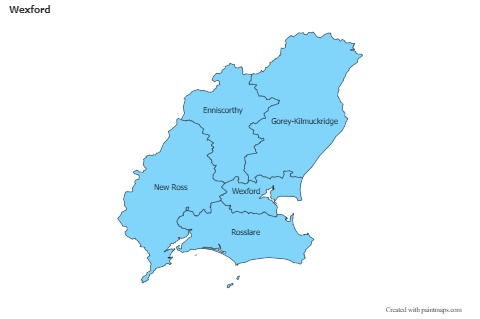 Contoh Peta untuk Wexford (biru)