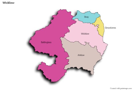 Contoh Peta untuk Wicklow (berwarna,bayangan)