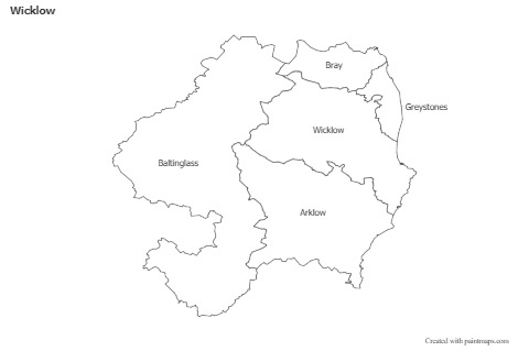 Contoh Peta untuk Wicklow (hitam-putih)