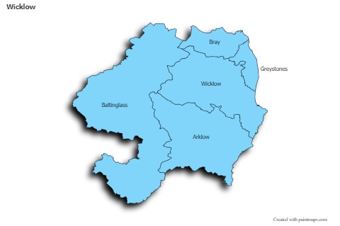 Contoh Peta untuk Wicklow (biru,bayangan)