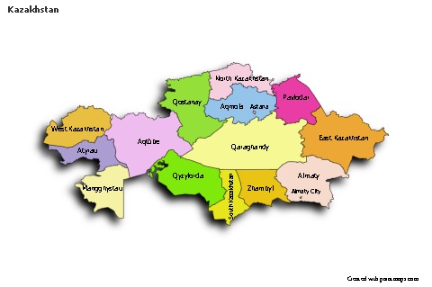 Sample Maps for Kazakhstan (colored,shadowy)
