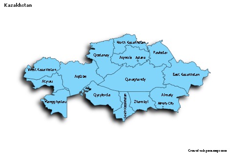 Sample Maps for Kazakhstan (blue,shadowy)