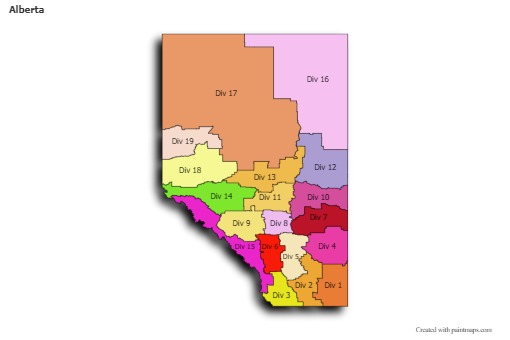 Mapas de muestra para Alberta (coloreado,sombrío)