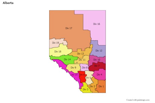 Mapas de muestra para Alberta (coloreado)