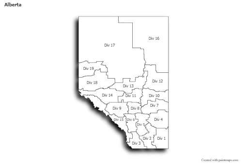 Mapas de muestra para Alberta (blanco-negro,sombrío)