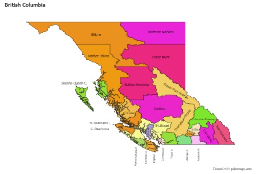 Sample Maps for British Columbia (colored)