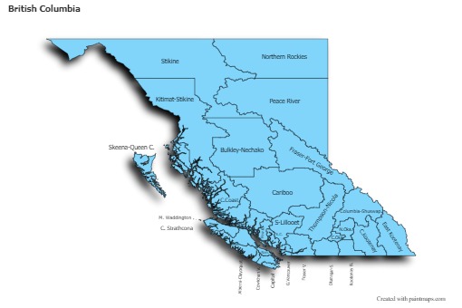 Sample Maps for British Columbia (blue,shadowy)