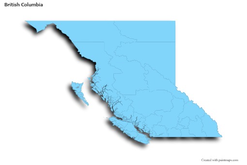 Sample Maps for British Columbia (blue,outline,shadowy)