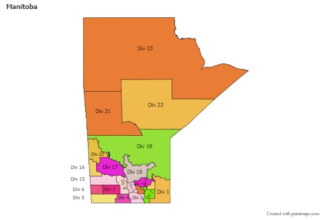 Mapas de muestra para Manitoba (coloreado)