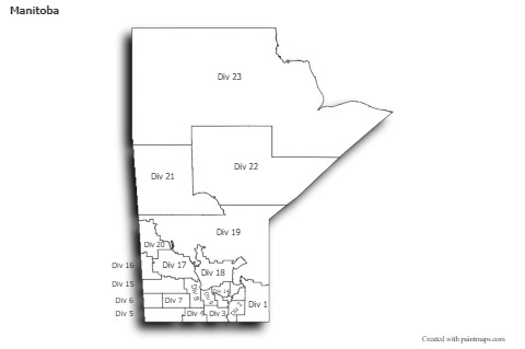 Mapas de muestra para Manitoba (blanco-negro,sombrío)