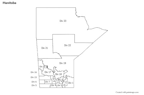 Mapas de muestra para Manitoba (blanco-negro)