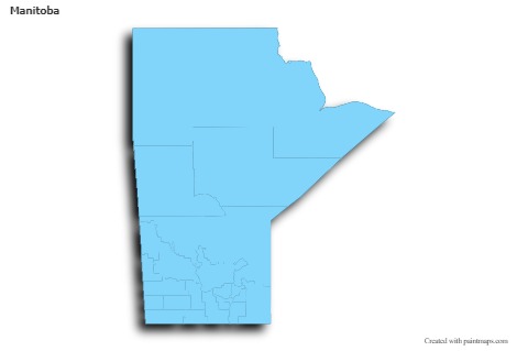 Mapas de muestra para Manitoba (azul,contorno,sombrío)