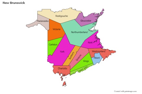 New Brunswick için Örnek Haritalar (renkli)