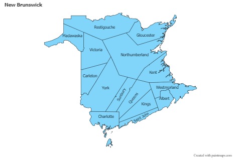 New Brunswick için Örnek Haritalar (mavi)