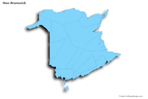 New Brunswick için Örnek Haritalar (mavi,anahat,gölgeli)