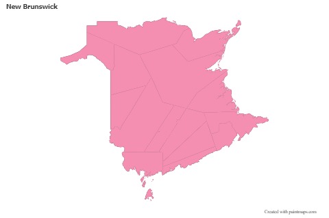 New Brunswick için Örnek Haritalar (pembe,anahat)
