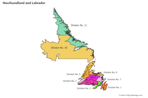 Newfoundland and Labrador için Örnek Haritalar (renkli)
