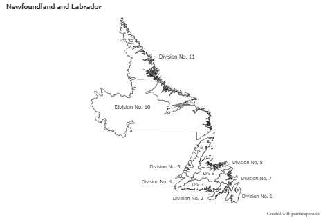 Newfoundland and Labrador için Örnek Haritalar (siyah-beyaz)