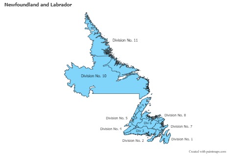 Newfoundland and Labrador için Örnek Haritalar (mavi)