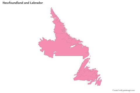 Newfoundland and Labrador için Örnek Haritalar (pembe,anahat)