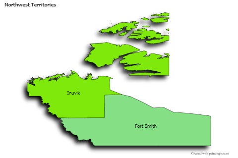 Northwest Territories için Örnek Haritalar (renkli,gölgeli)