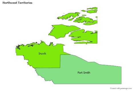 Northwest Territories için Örnek Haritalar (renkli)