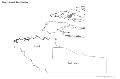 Northwest Territories için Örnek Haritalar (siyah-beyaz)